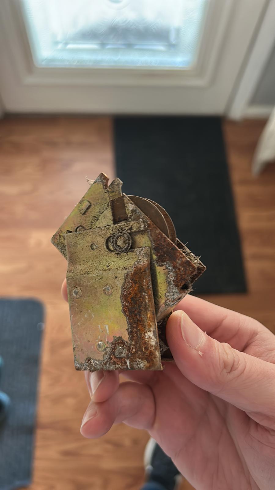 Rusted roller removed