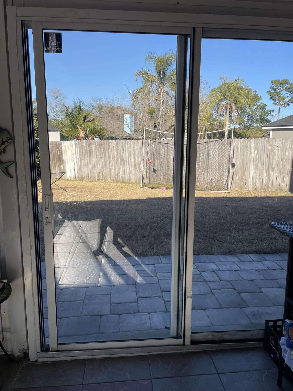 Dirty sliding door track before repair